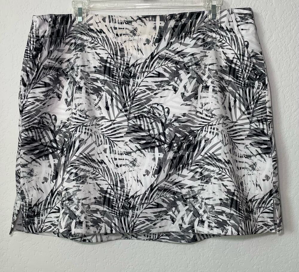 Lady Hagen Skort Athletic 17" Tropical Print In Black & White Size 14